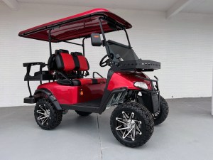 Red Renegade Lifted Ultra Lithium Battery Golf Cart 01